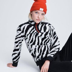 rag & bone Zebra Half Zip Sherpa Pullover size XS black and white